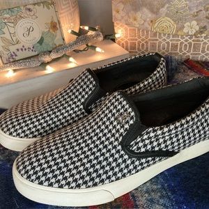 Lauren Ralph Lauren Ria II RIA 2 black white houndstooth slip on sneakers